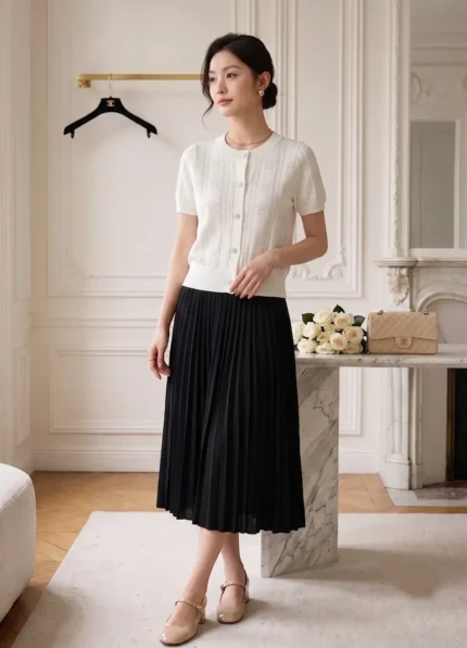 Chanel Crew Neck Short-Sleeve Knit Cardigan