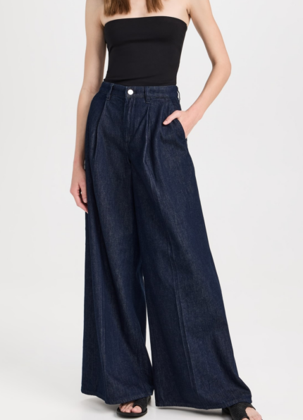 The Row dark blue ultra-thin linen straight-leg denim trousers
