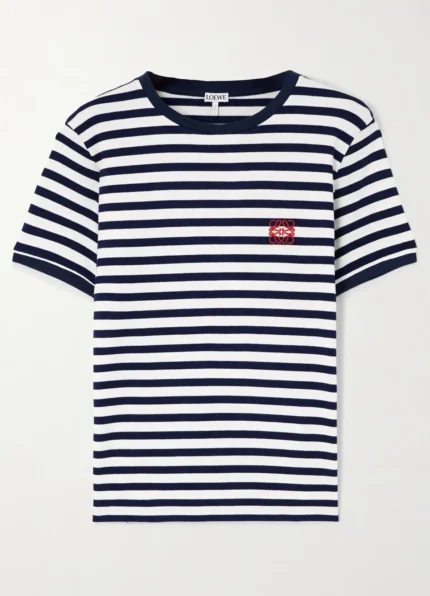 LOEWE Anagram Embroidered Striped Jersey T-Shirt