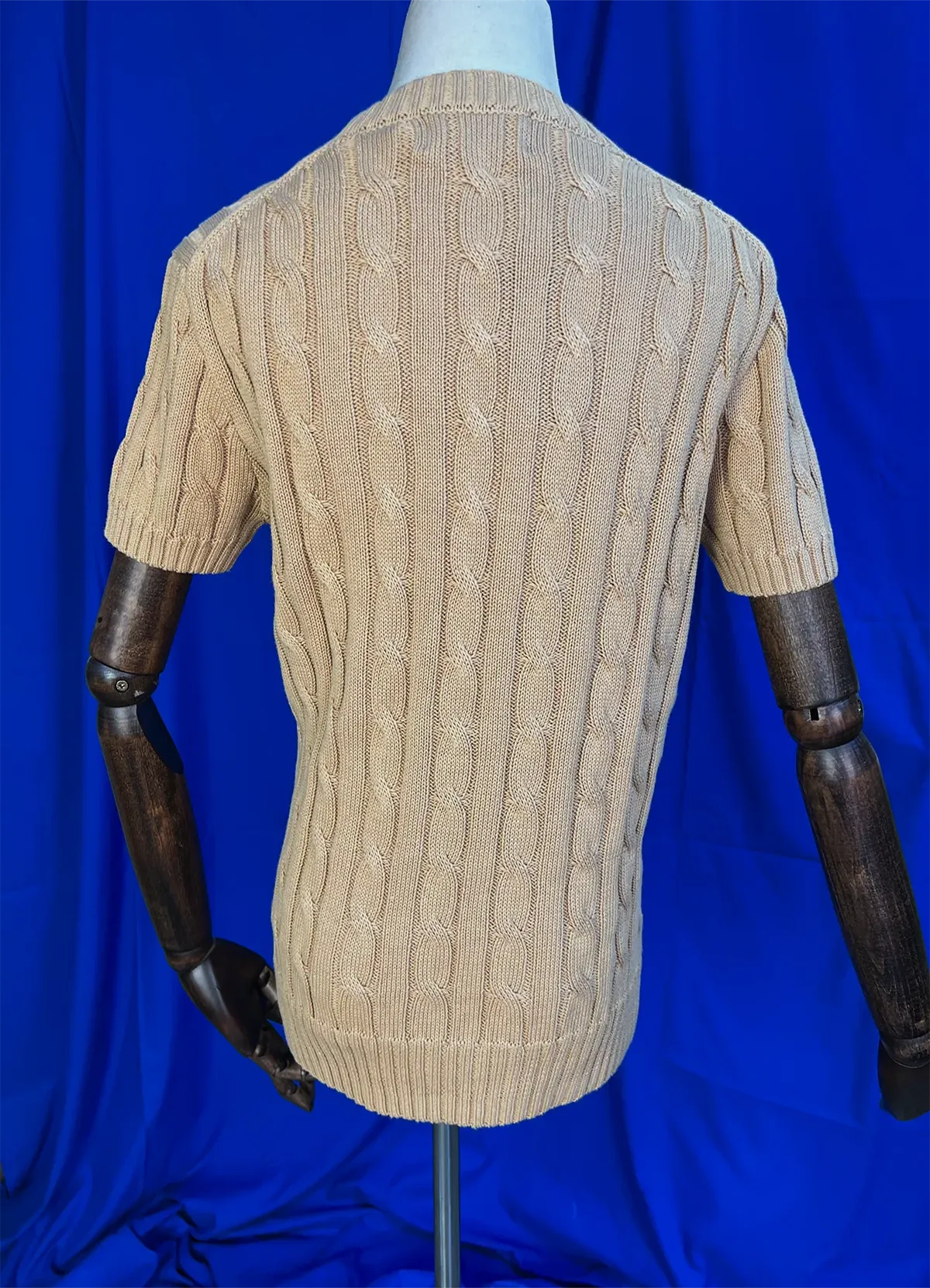 Ralph Lauren Women’s Tan Cable-Knit Short-Sleeve Cotton Sweater - Image 8