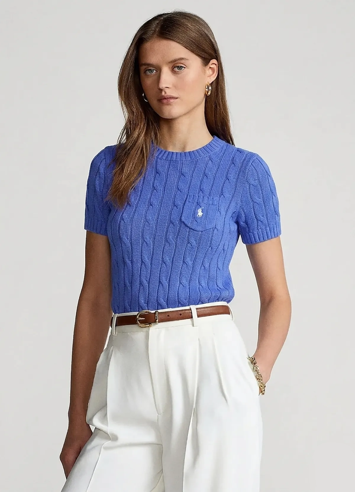 POLO RALPH LAUREN Blue cotton sweater with short sleeve - Image 2