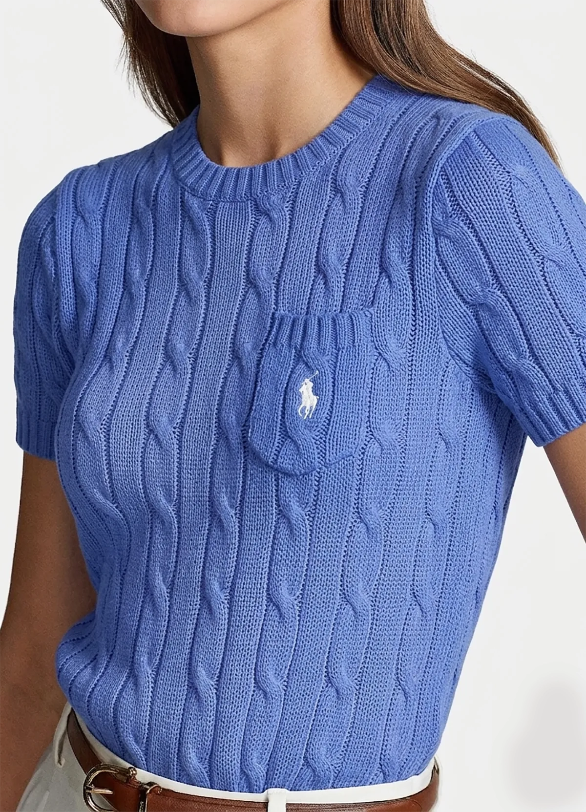 POLO RALPH LAUREN Blue cotton sweater with short sleeve - Image 4