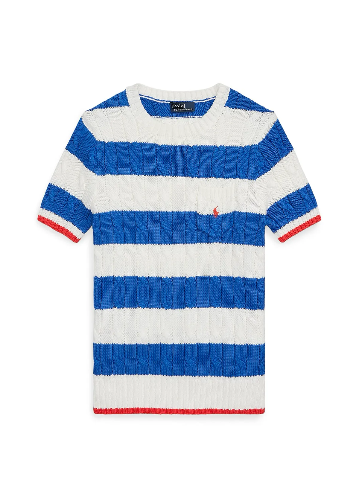 POLO RALPH LAURENSTRIPE CABLE COTTON SHORT-SLEEVE SWEATER - Image 4