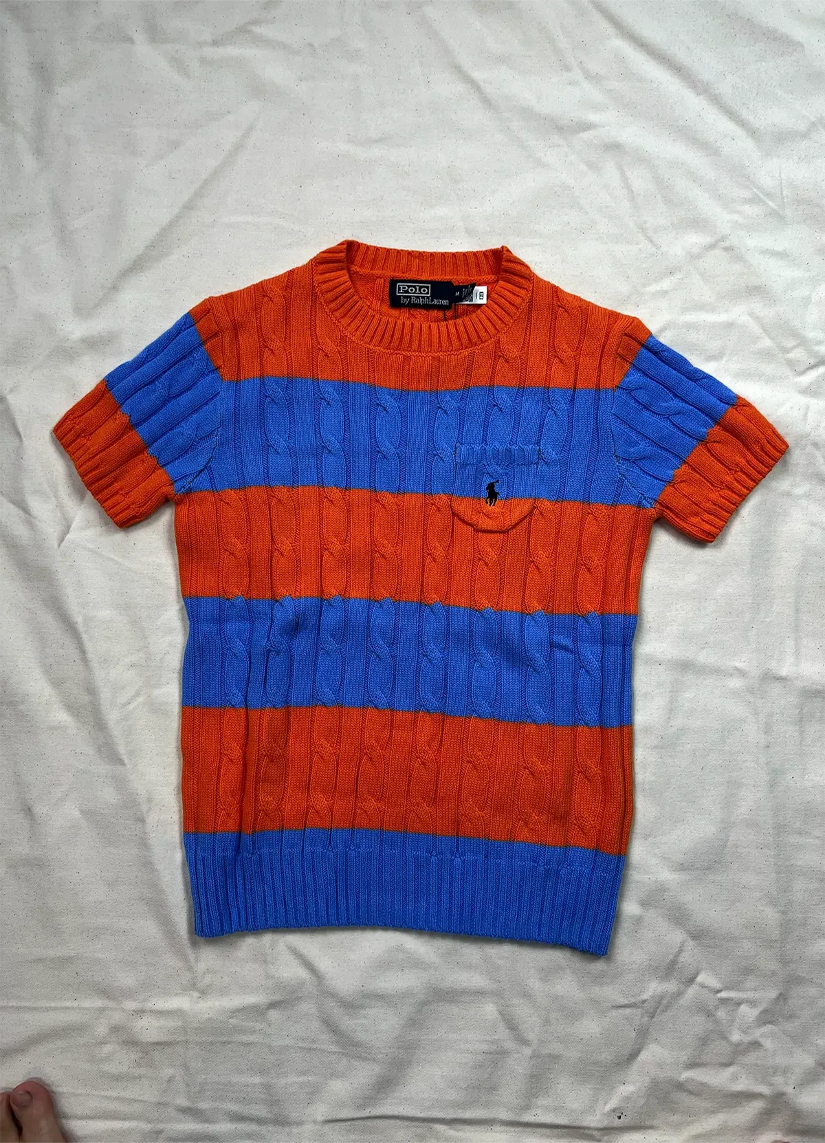 POLO RALPH LAURENSTRIPED CABLE-KNIT SHORT-SLEEVE SWEATER - Image 5