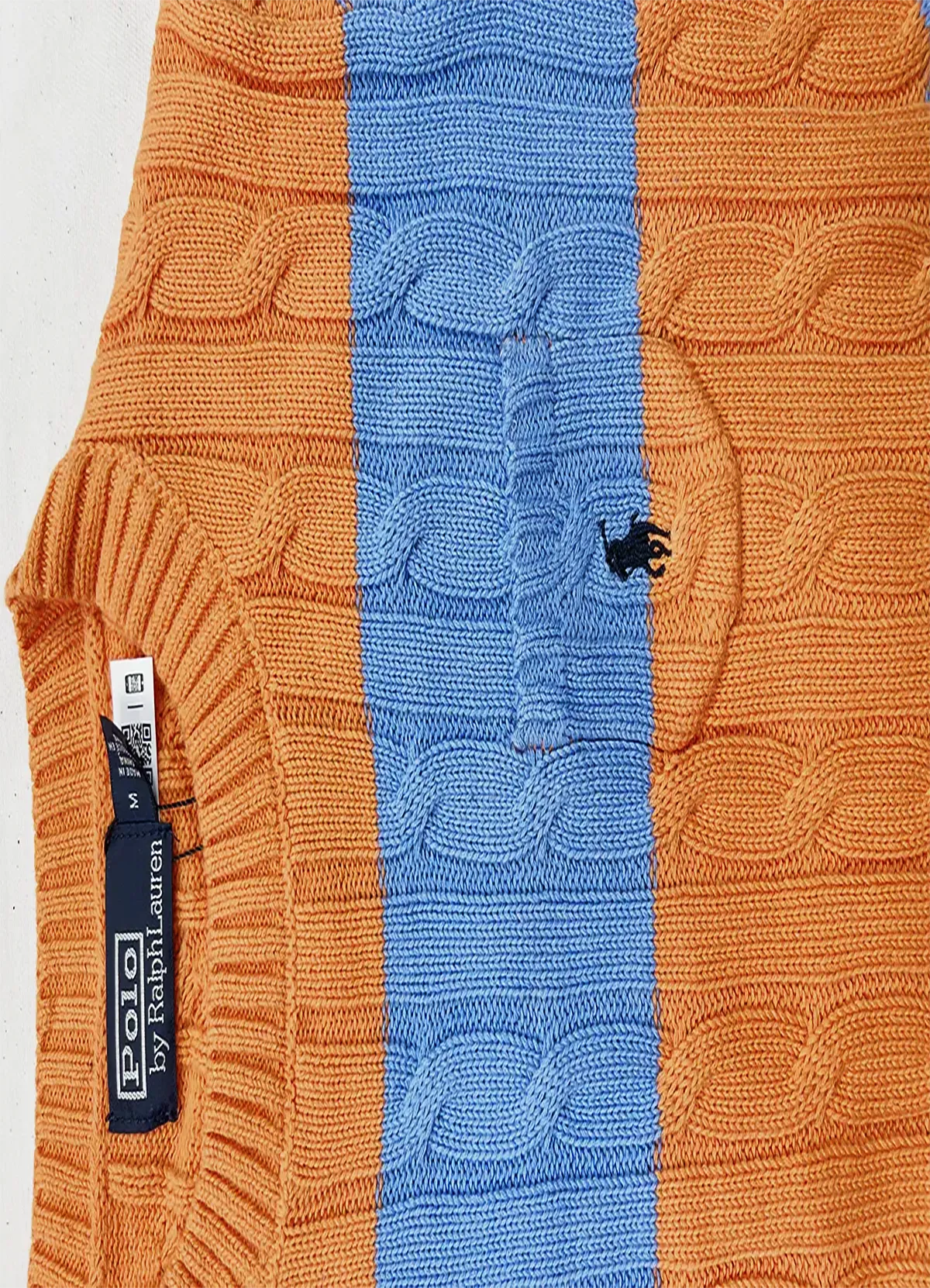 POLO RALPH LAURENSTRIPED CABLE-KNIT SHORT-SLEEVE SWEATER - Image 6