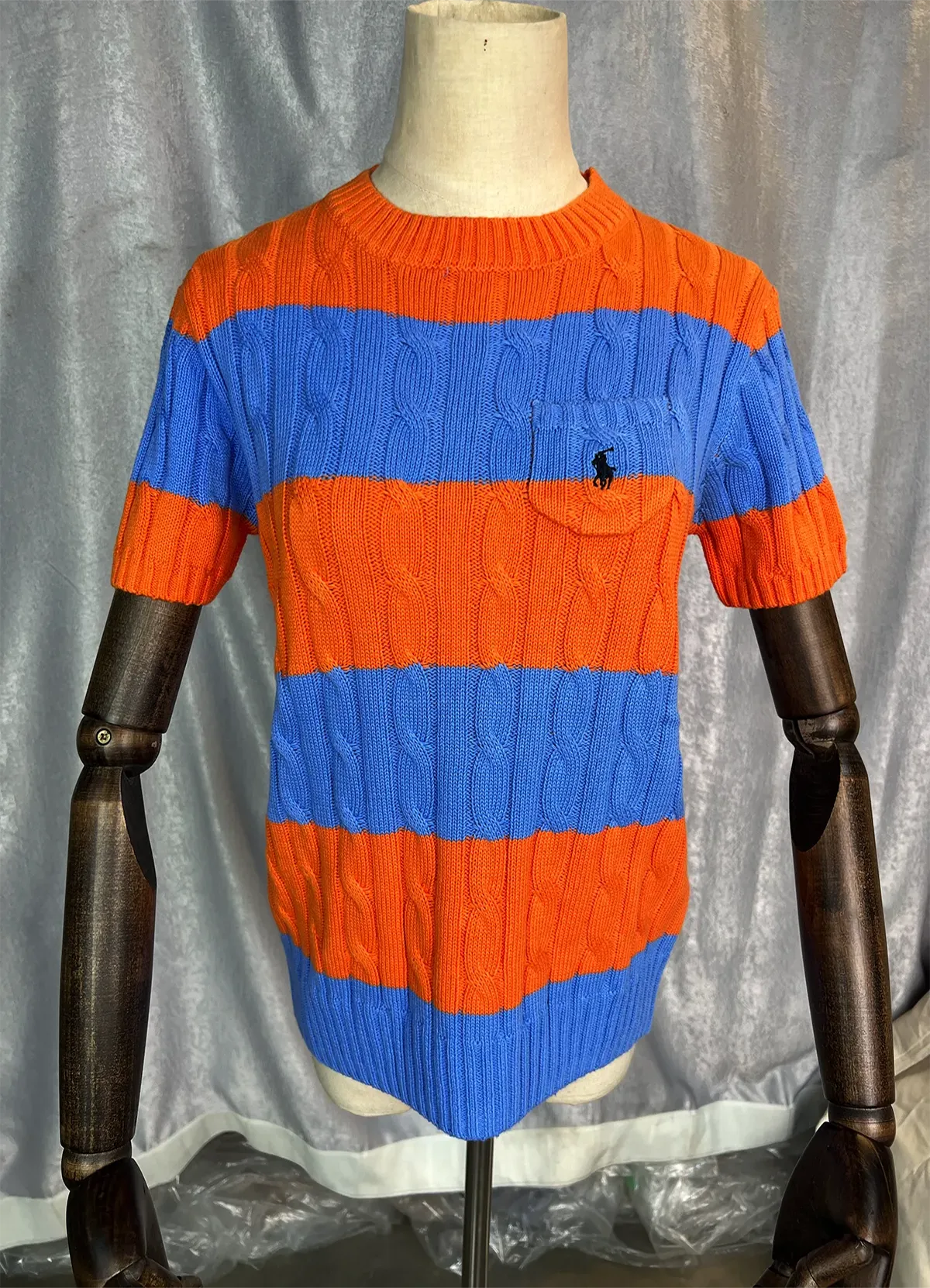 POLO RALPH LAURENSTRIPED CABLE-KNIT SHORT-SLEEVE SWEATER - Image 7