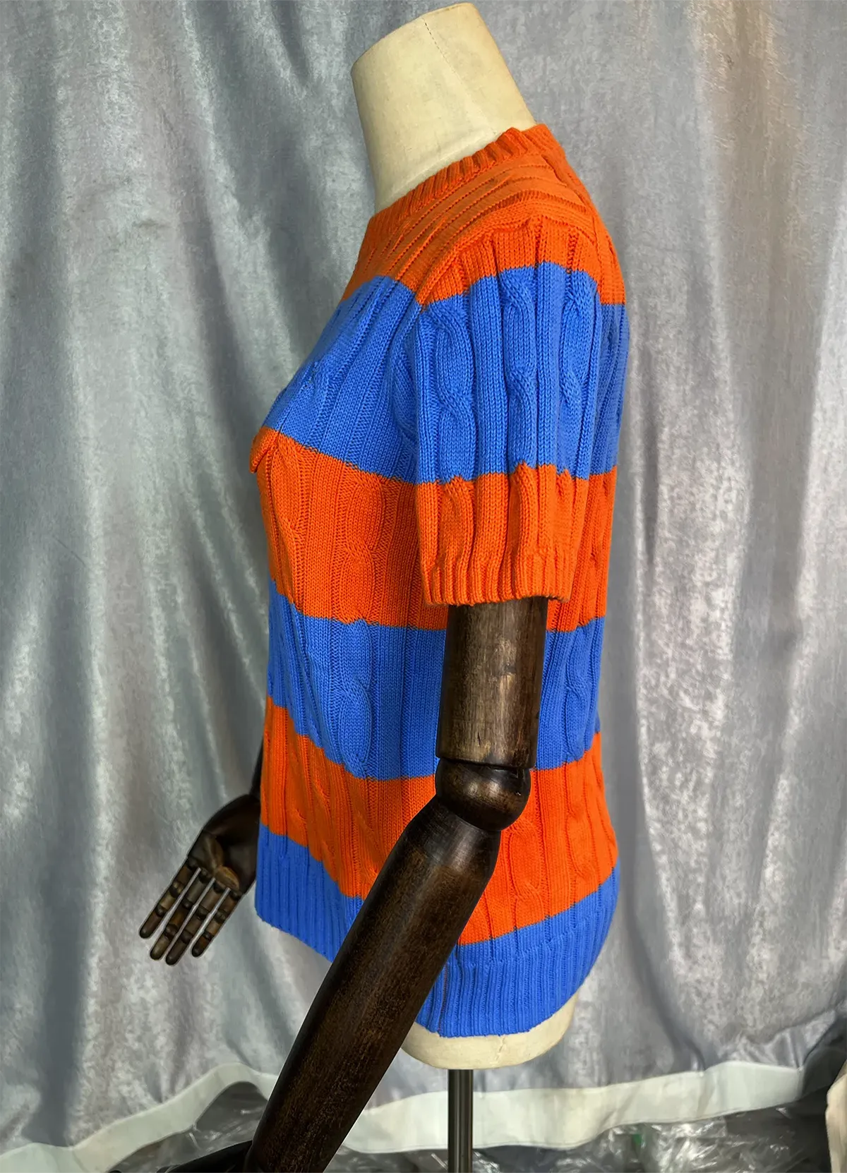 POLO RALPH LAURENSTRIPED CABLE-KNIT SHORT-SLEEVE SWEATER - Image 8