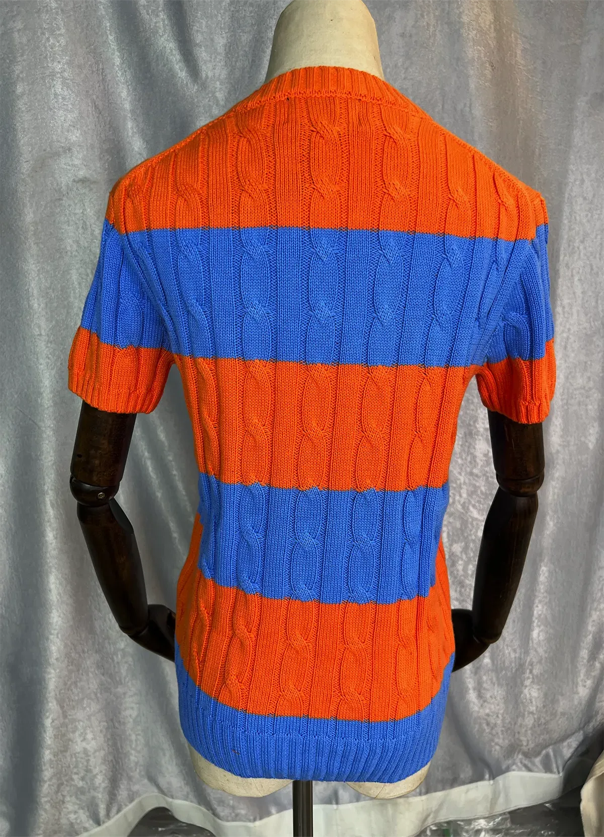 POLO RALPH LAURENSTRIPED CABLE-KNIT SHORT-SLEEVE SWEATER - Image 9