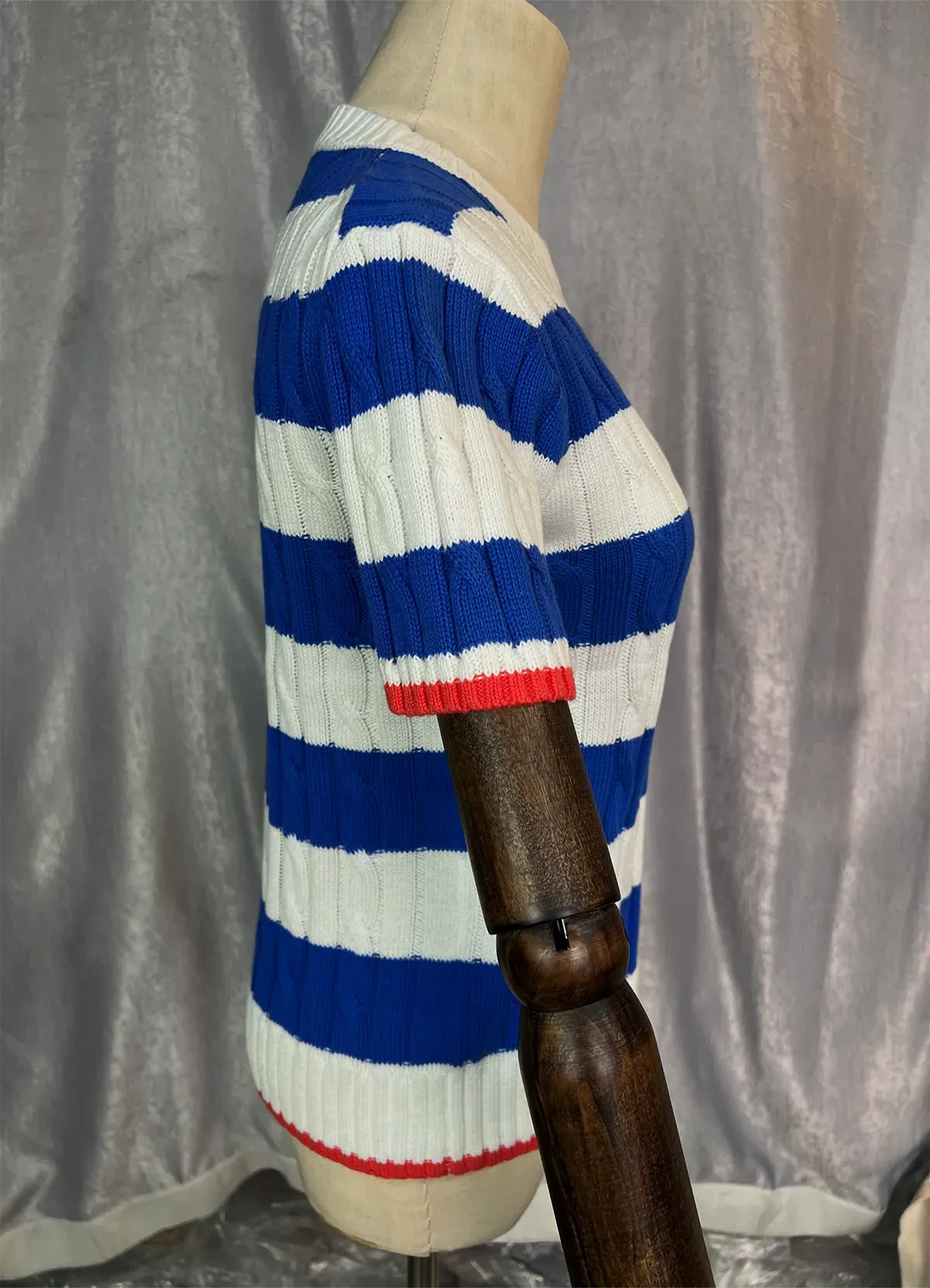 POLO RALPH LAURENSTRIPE CABLE COTTON SHORT-SLEEVE SWEATER - Image 10