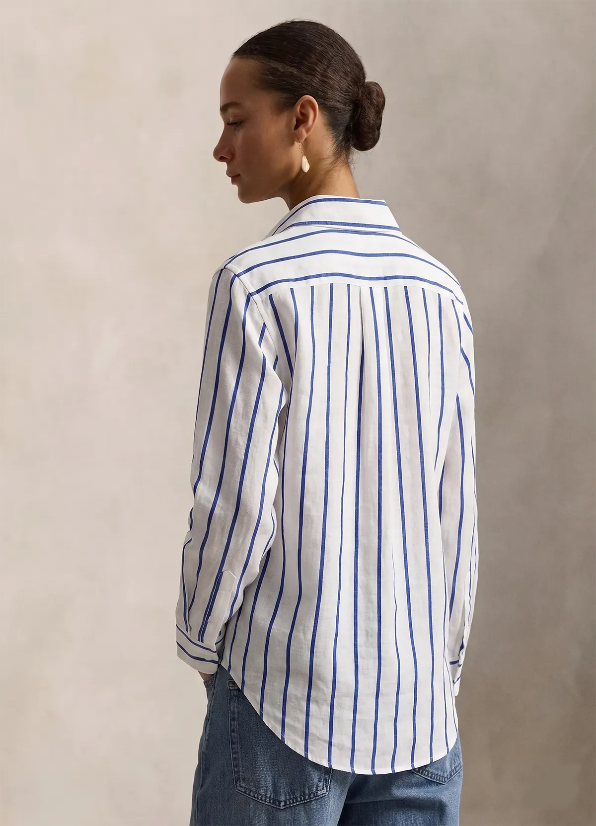 Ralph Lauren Blue-white Classic Fit Linen Shirt - Image 4