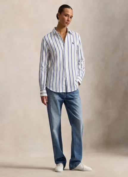 Ralph Lauren Blue-white Classic Fit Linen Shirt