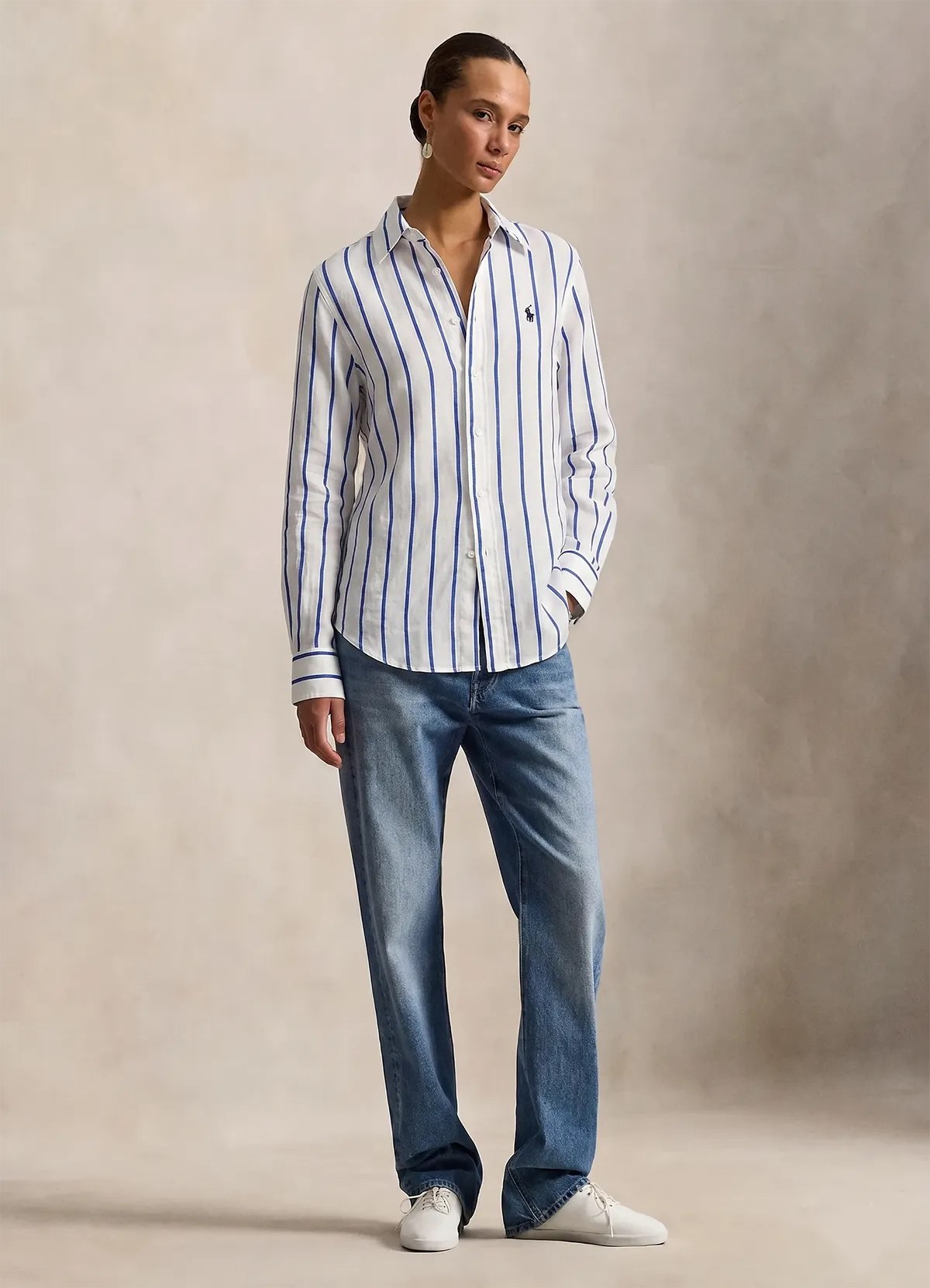 Ralph Lauren Blue-white Classic Fit Linen Shirt