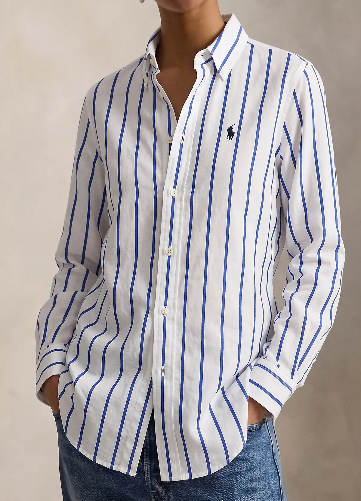 Ralph Lauren Blue-white Classic Fit Linen Shirt - Image 3