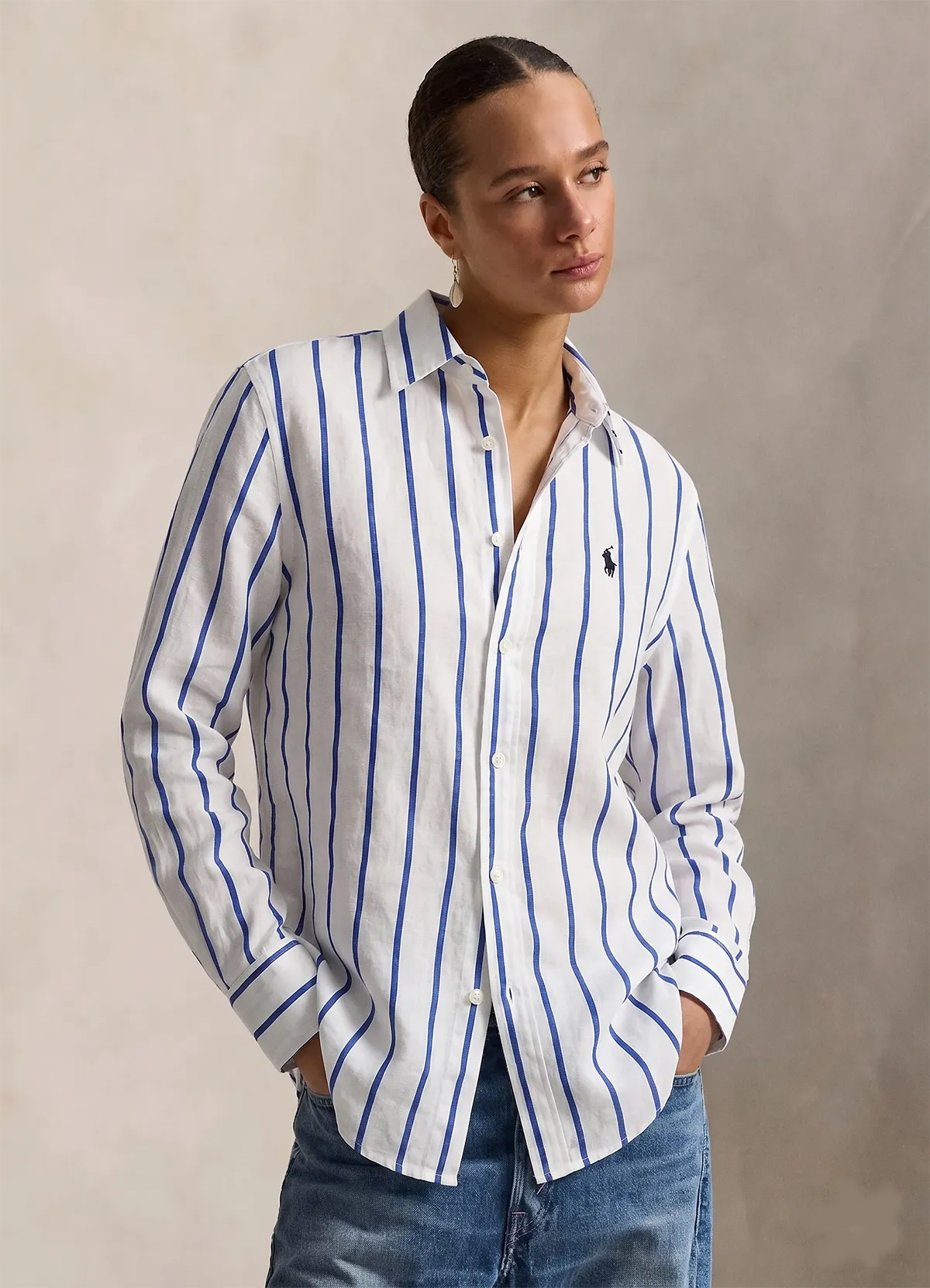 Ralph Lauren Blue-white Classic Fit Linen Shirt - Image 2