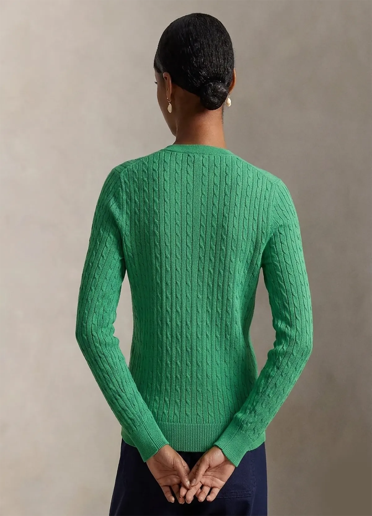 Ralph Lauren Women’s Green Cable-Knit Button-Up Cardigan Sweater - Image 4