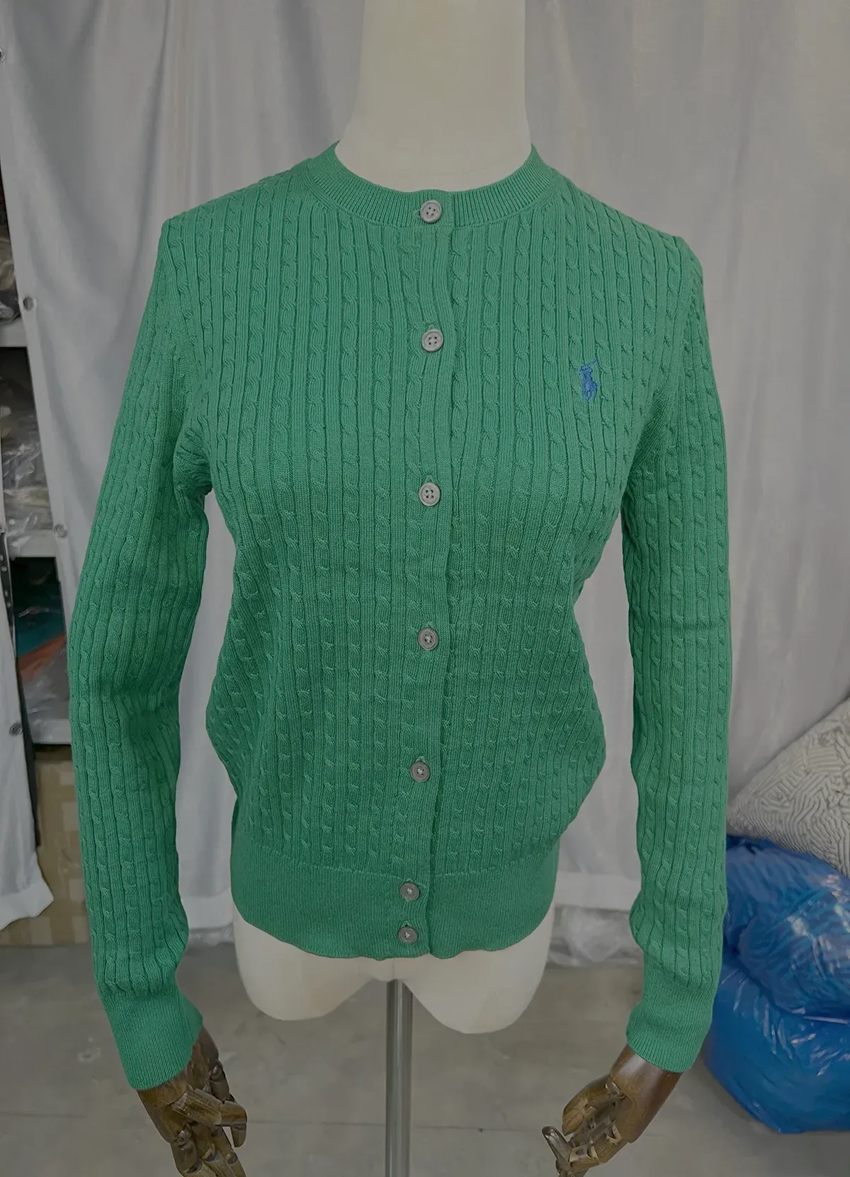 Ralph Lauren Women’s Green Cable-Knit Button-Up Cardigan Sweater - Image 5