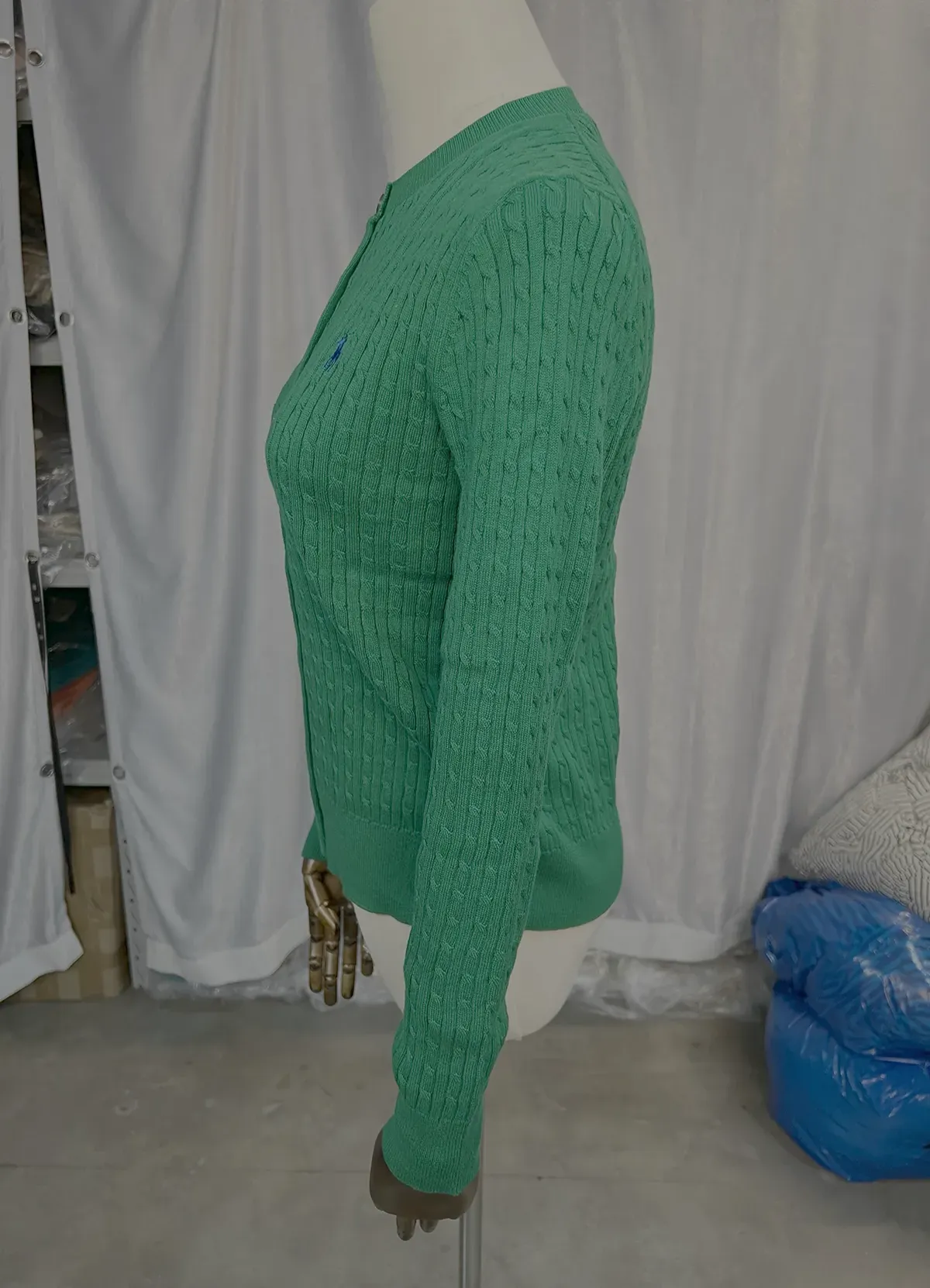 Ralph Lauren Women’s Green Cable-Knit Button-Up Cardigan Sweater - Image 7