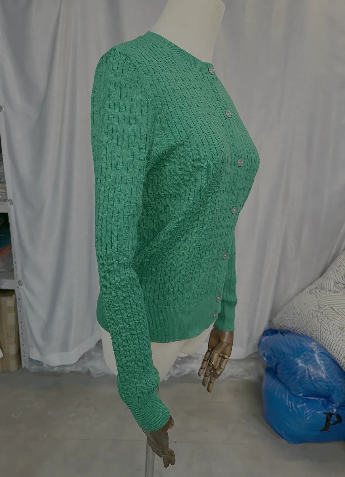 Ralph Lauren Women’s Green Cable-Knit Button-Up Cardigan Sweater - Image 9