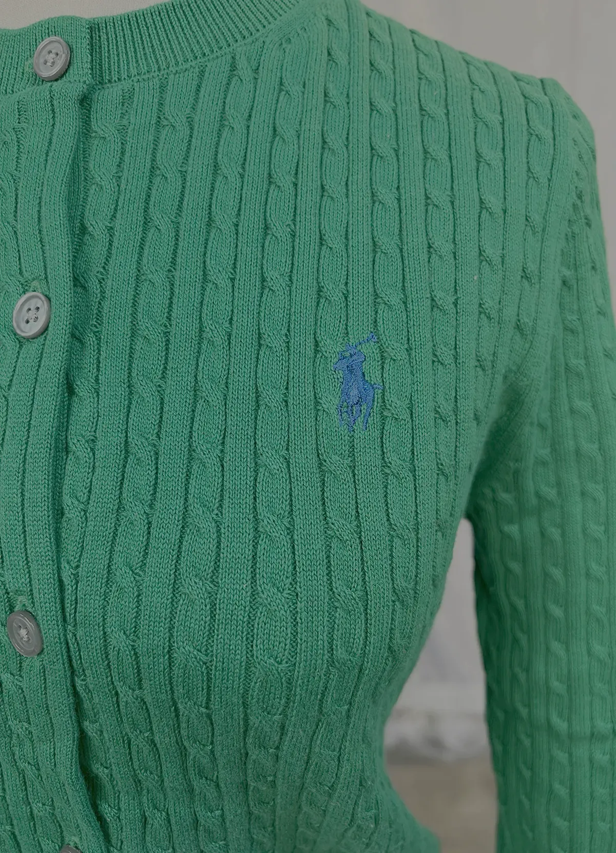 Ralph Lauren Women’s Green Cable-Knit Button-Up Cardigan Sweater - Image 6