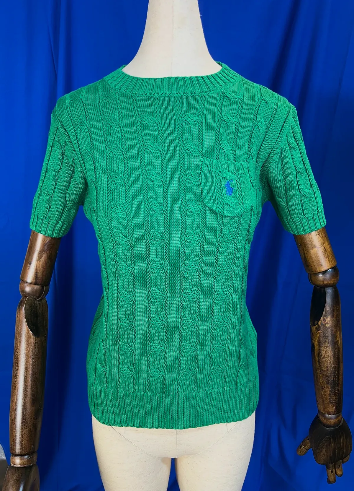 Ralph Lauren Women’s Green Cable-Knit Short-Sleeve Cotton Sweater - Image 6