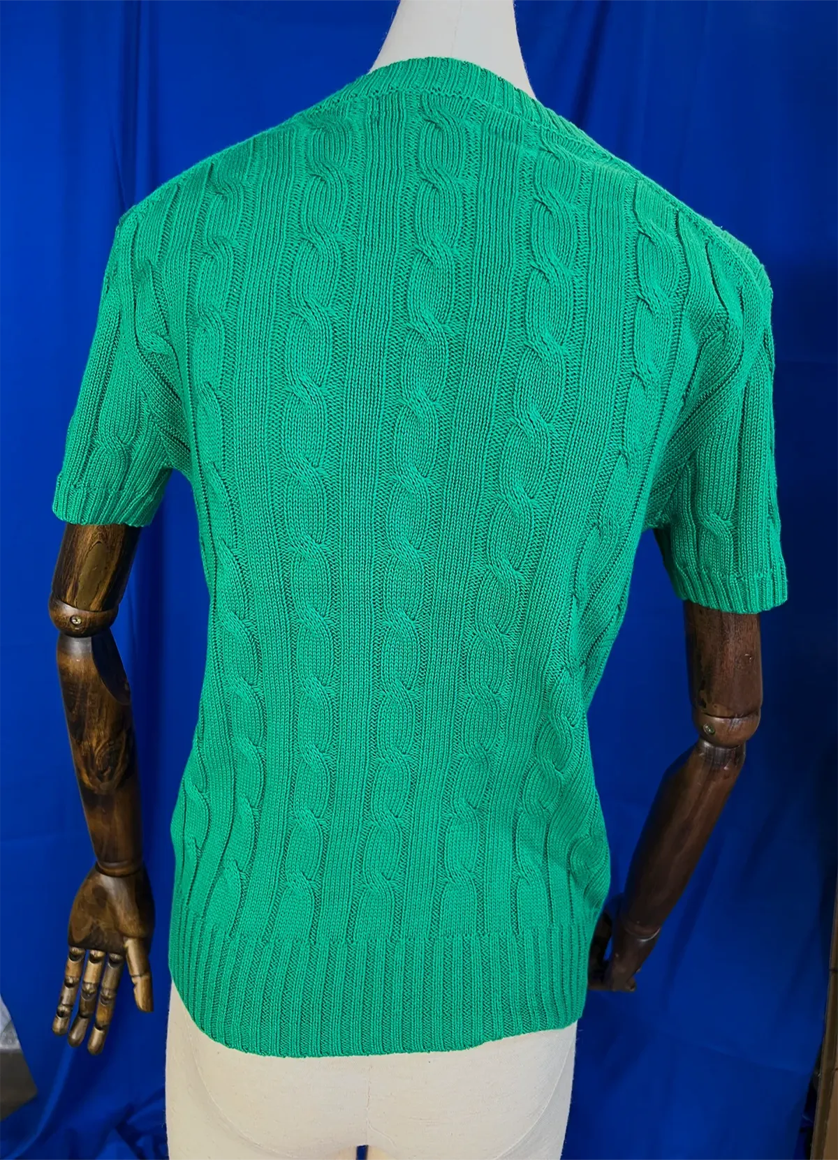Ralph Lauren Women’s Green Cable-Knit Short-Sleeve Cotton Sweater - Image 8
