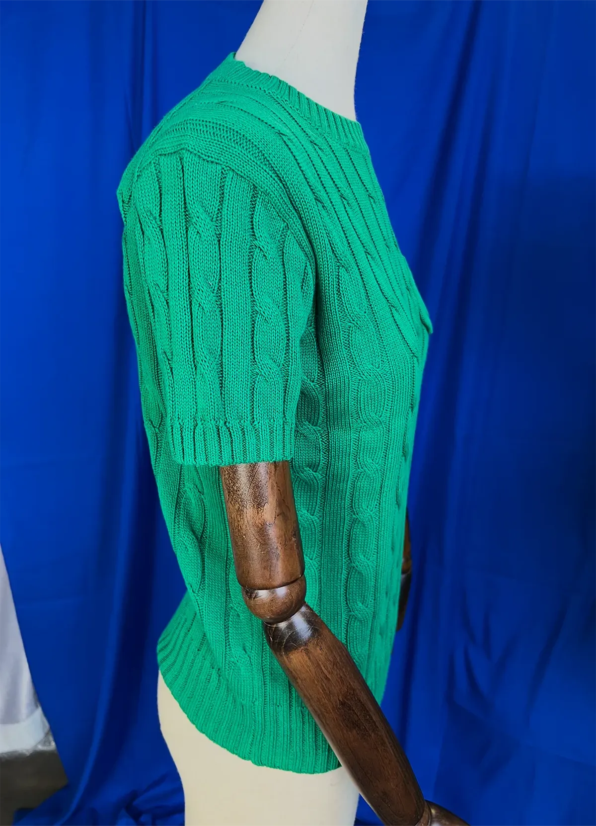 Ralph Lauren Women’s Green Cable-Knit Short-Sleeve Cotton Sweater - Image 9