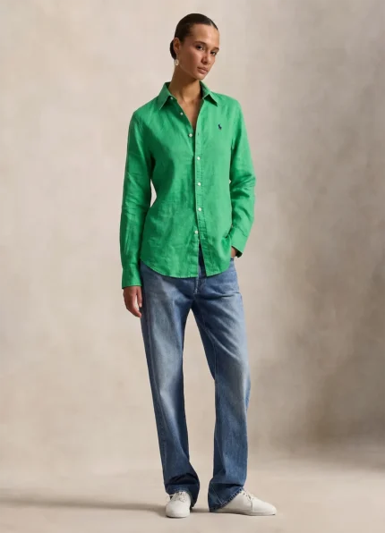 Ralph Lauren Green Classic Fit Linen Shirt