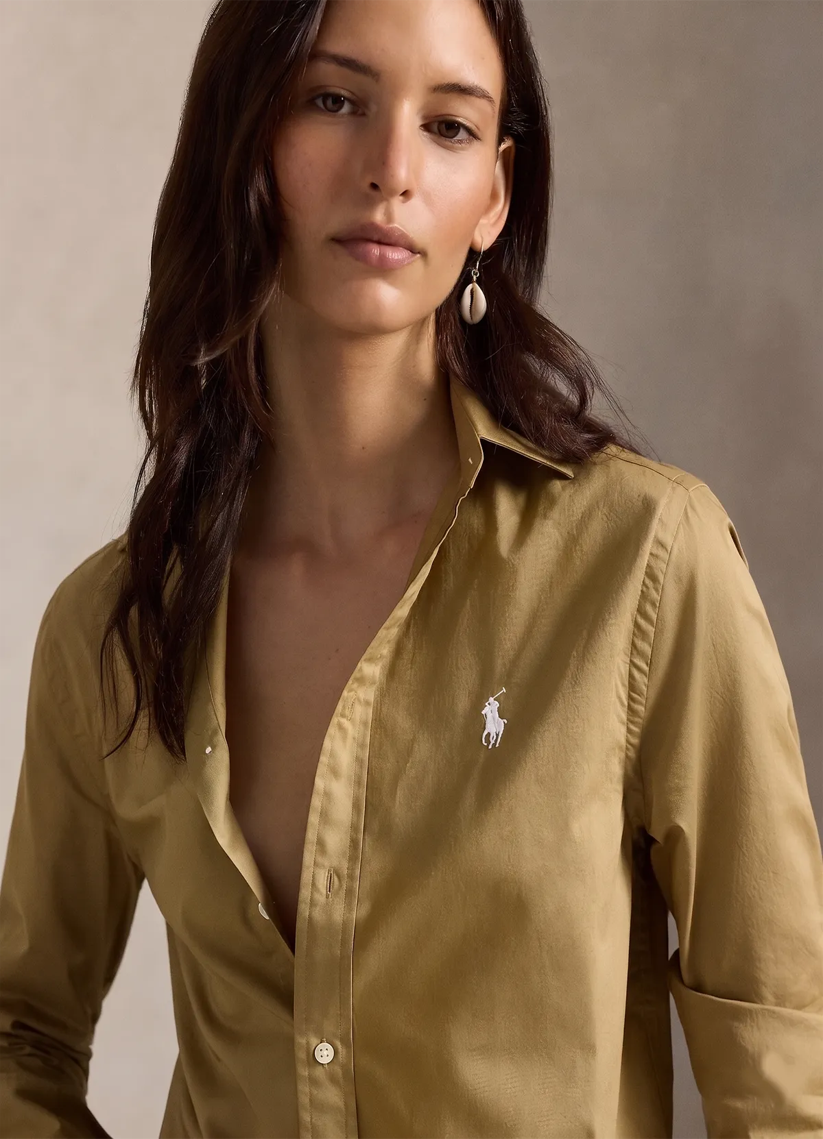Ralph Lauren Khaki Classic Fit Linen Shirt - Image 3