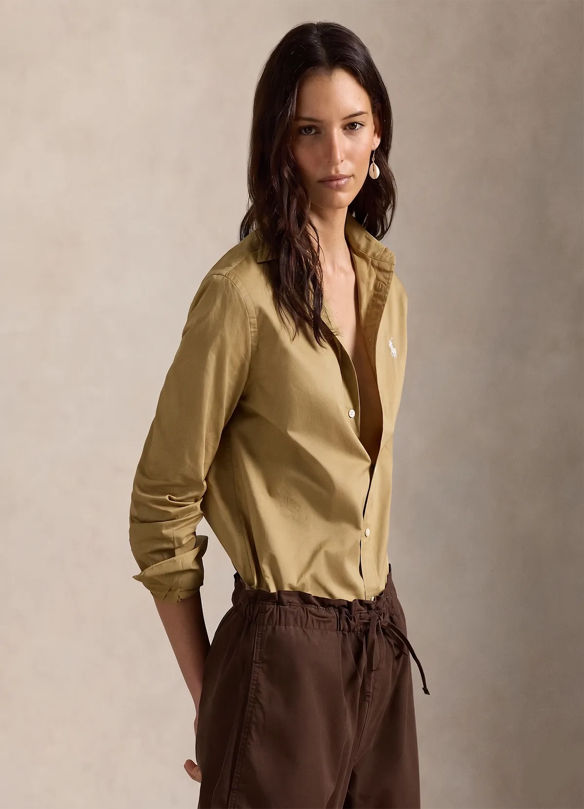 Ralph Lauren Khaki Classic Fit Linen Shirt - Image 2