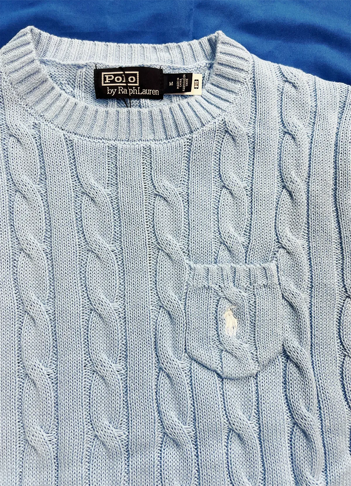 Ralph Lauren Women’s Light Blue Cable-Knit Short-Sleeve Cotton Sweater - Image 5