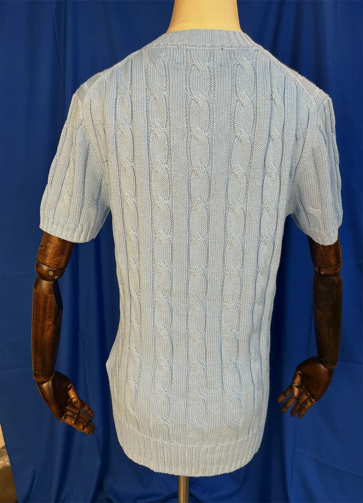 Ralph Lauren Women’s Light Blue Cable-Knit Short-Sleeve Cotton Sweater - Image 8