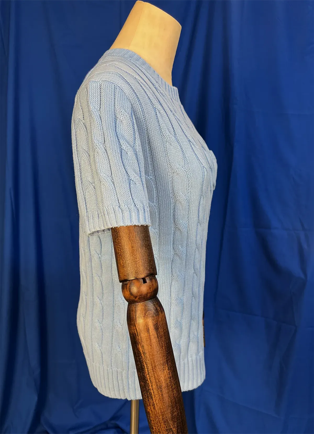 Ralph Lauren Women’s Light Blue Cable-Knit Short-Sleeve Cotton Sweater - Image 9