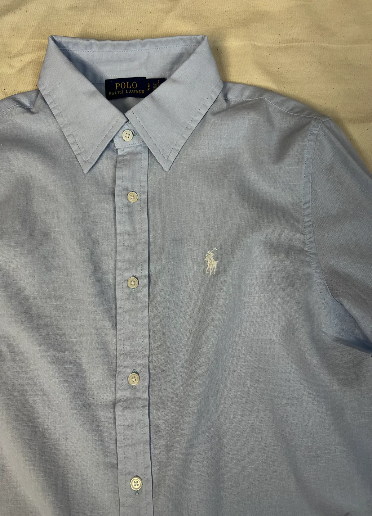 Ralph Lauren Light Blue Classic Fit Linen Shirt - Image 6