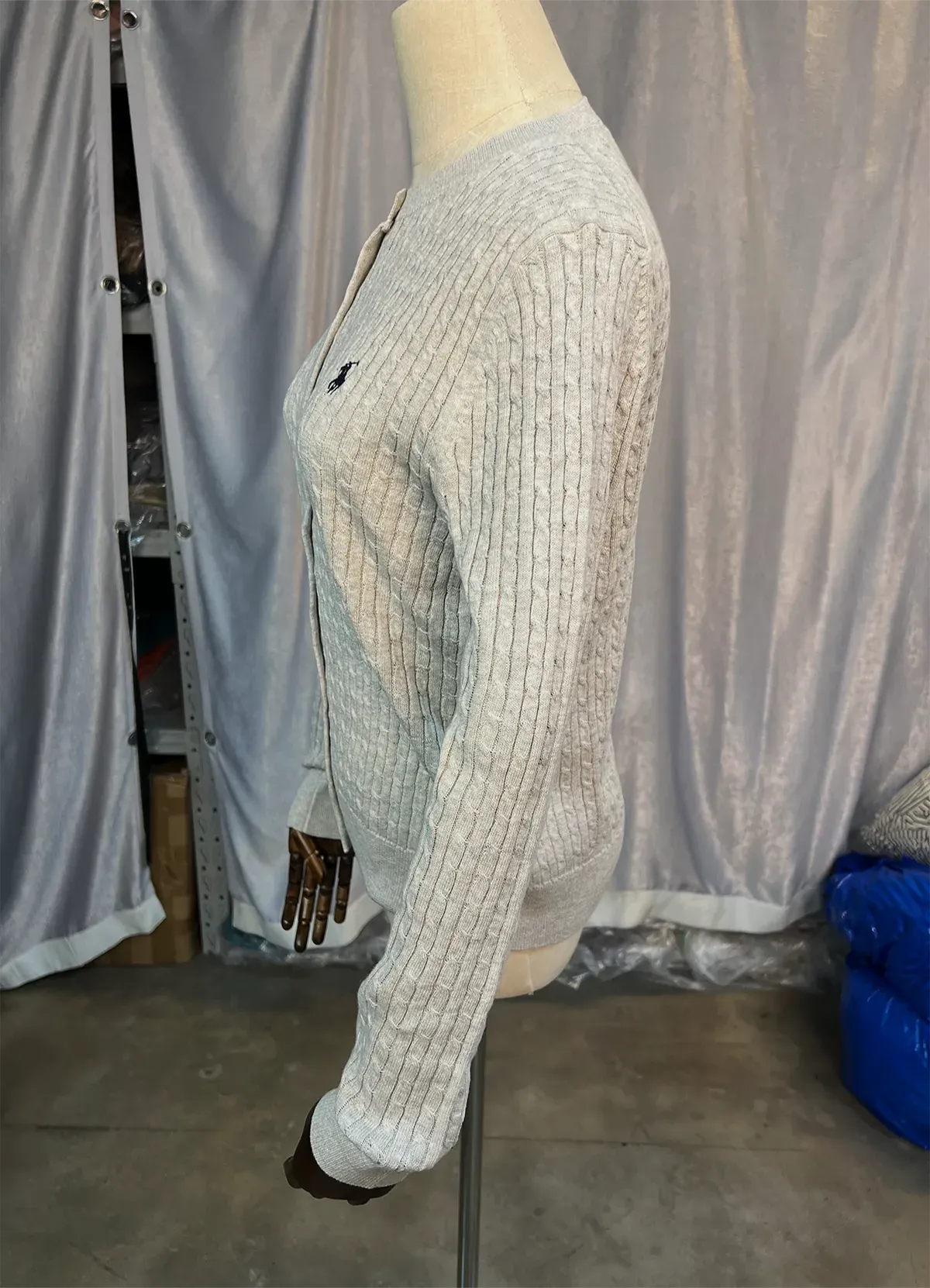 Polo Ralph Lauren Gray Cable-Knit Cotton Crewneck Cardigan - Image 7