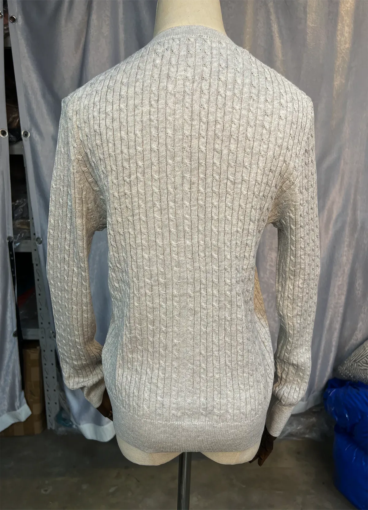 Polo Ralph Lauren Gray Cable-Knit Cotton Crewneck Cardigan - Image 8