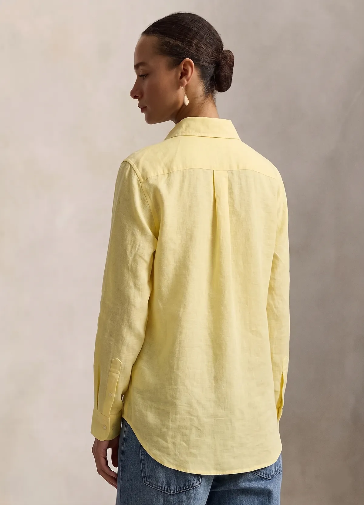 Ralph Lauren Light Yellow Classic Fit Linen Shirt - Image 4