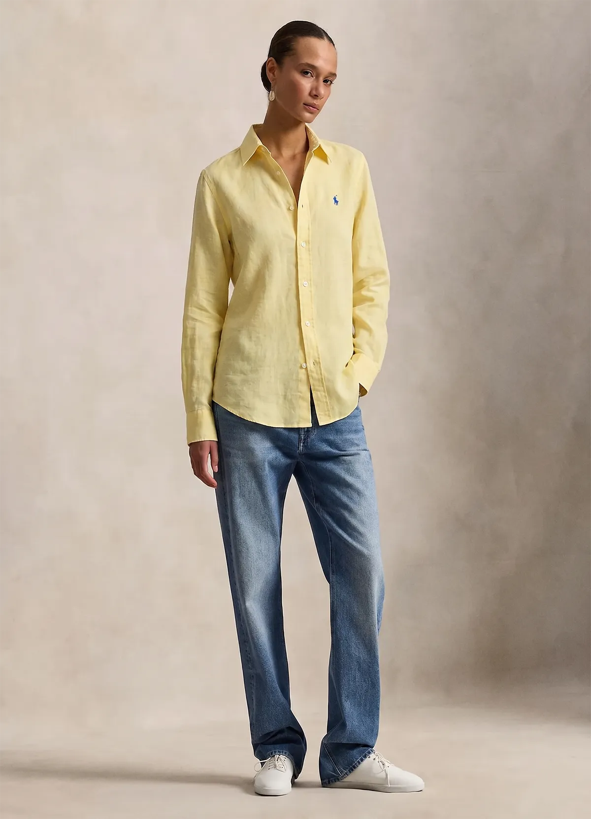 Ralph Lauren Light Yellow Classic Fit Linen Shirt