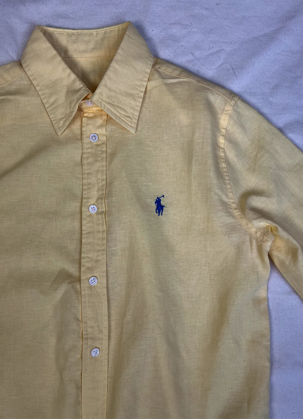 Ralph Lauren Light Yellow Classic Fit Linen Shirt - Image 6
