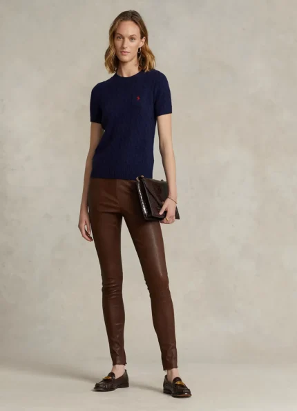 Cable Wool-Cashmere Short-Sleeve Jumper