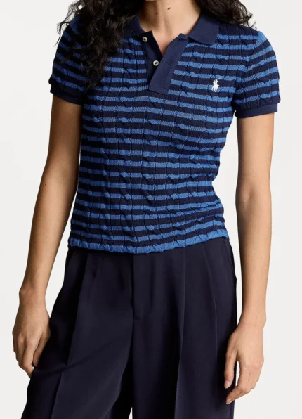 POLO RALPH LAUREN COTTON SHORT SLEEVE POLO SHIRT - POLO SHIRT - NEWPORT NAVY/KITE BLUE