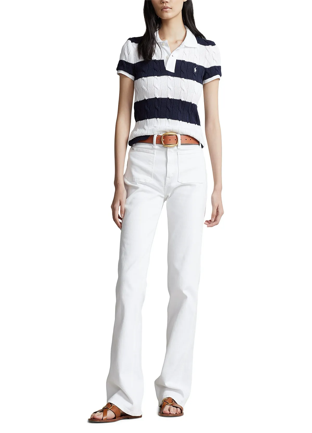 POLO RALPH LAUREN SLIM FIT CABLE-KNIT POLO SHIRT - Image 2