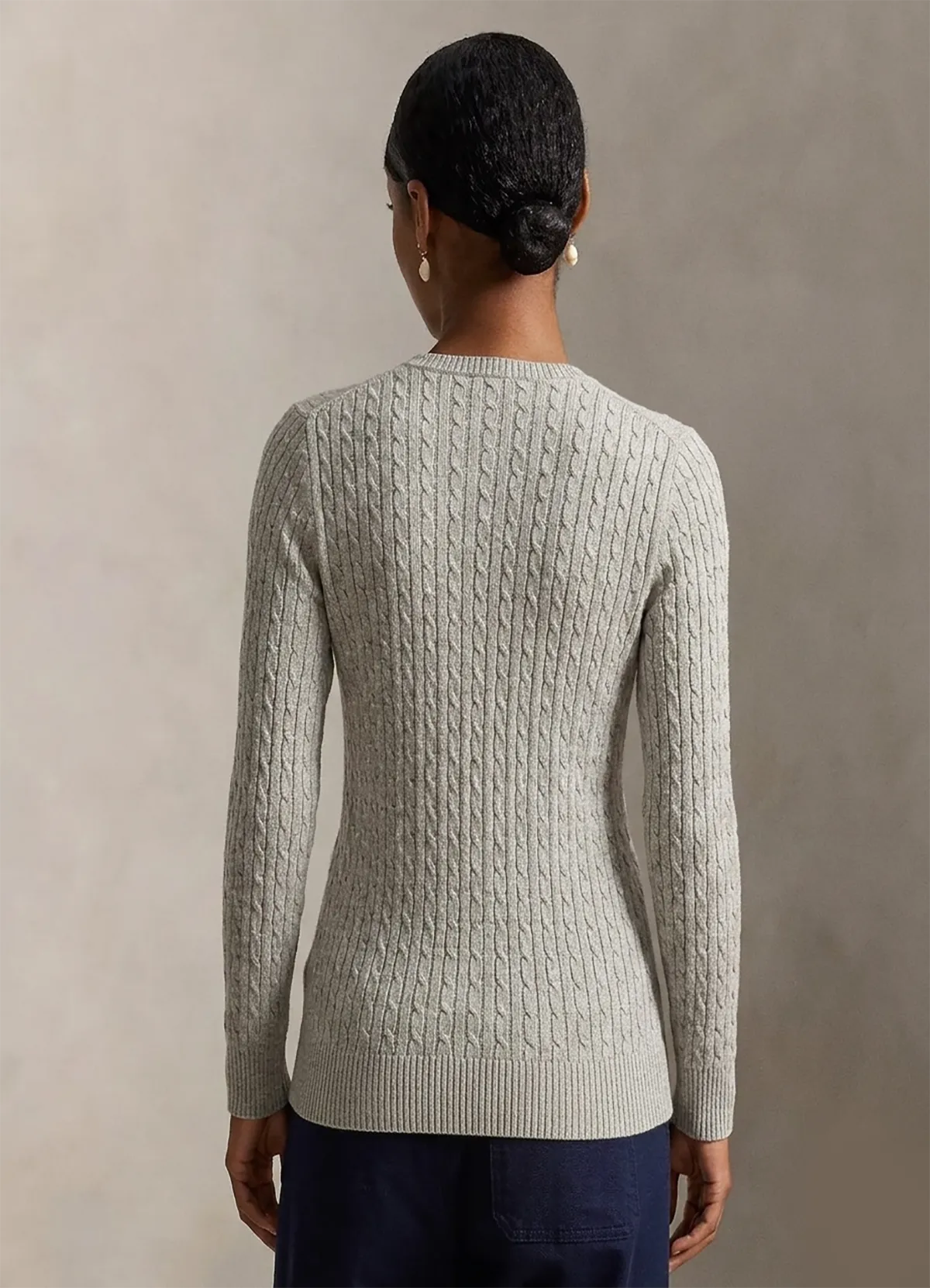 Polo Ralph Lauren Gray Cable-Knit Cotton Crewneck Cardigan - Image 5