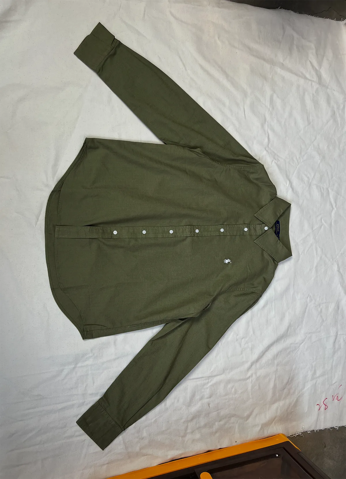Ralph Lauren Olive Green Classic Fit Linen Shirt - Image 6