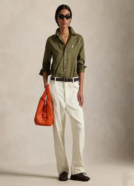 Ralph Lauren Olive Green Classic Fit Linen Shirt