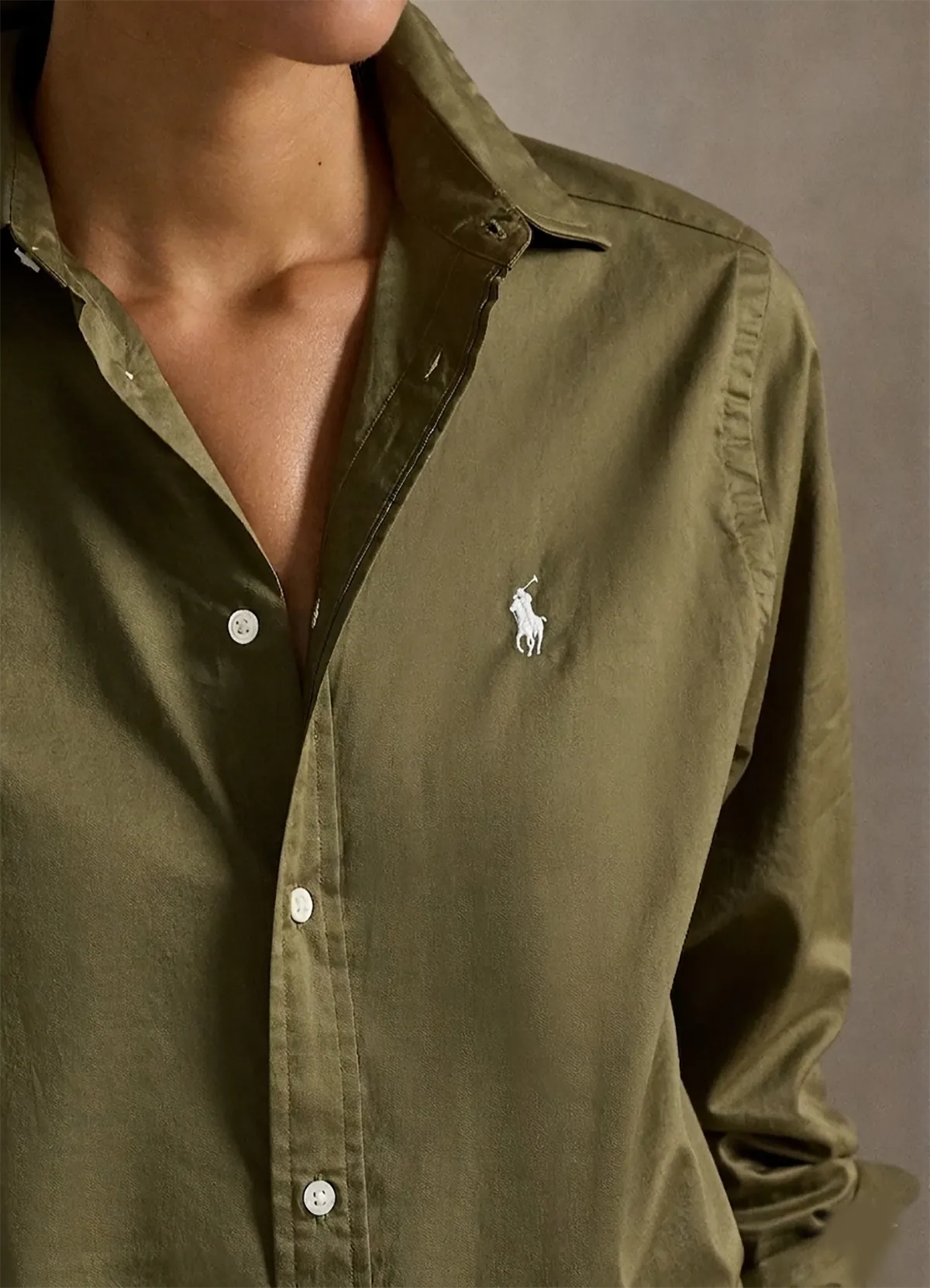 Ralph Lauren Olive Green Classic Fit Linen Shirt - Image 3