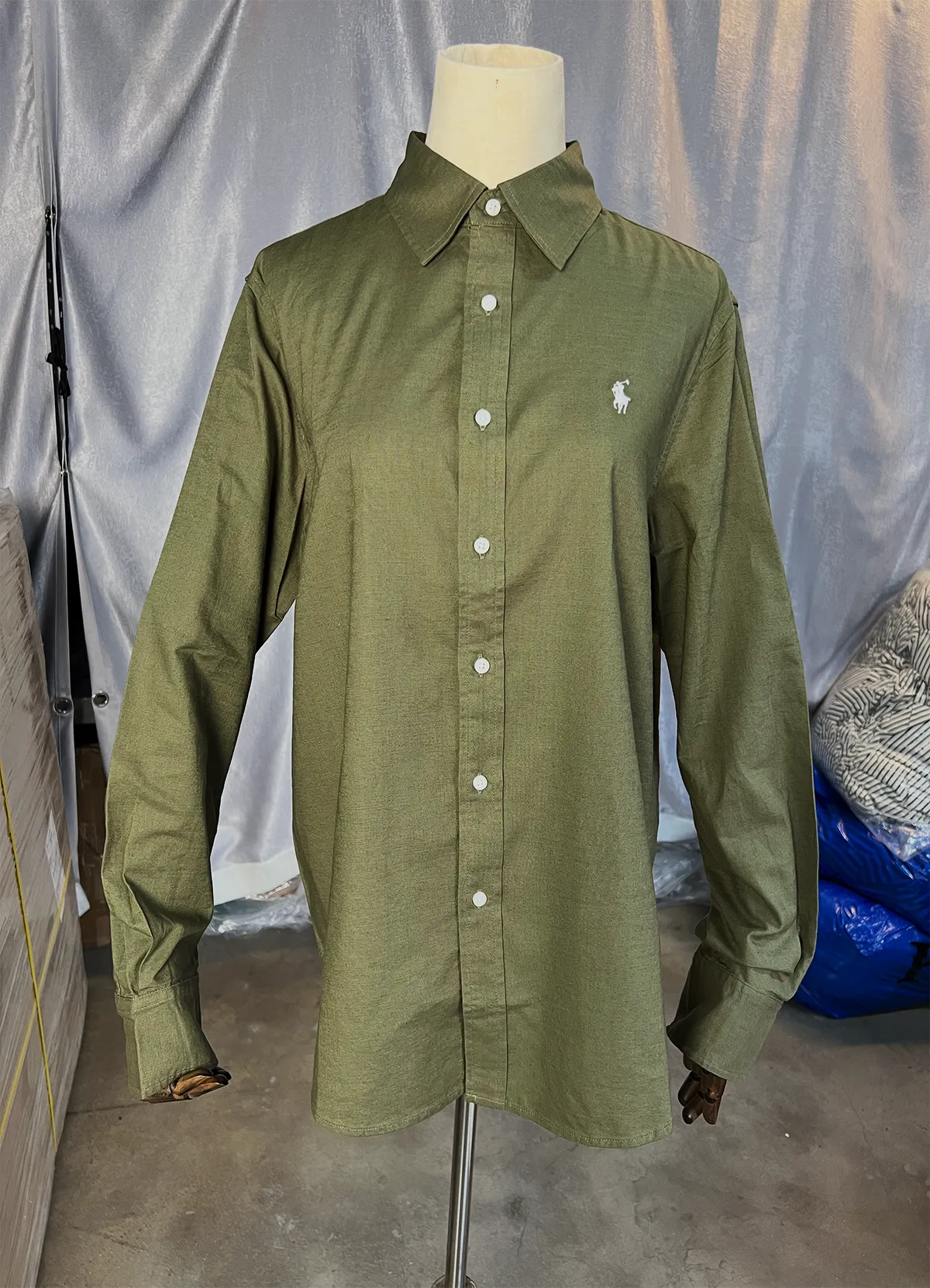 Ralph Lauren Olive Green Classic Fit Linen Shirt - Image 8