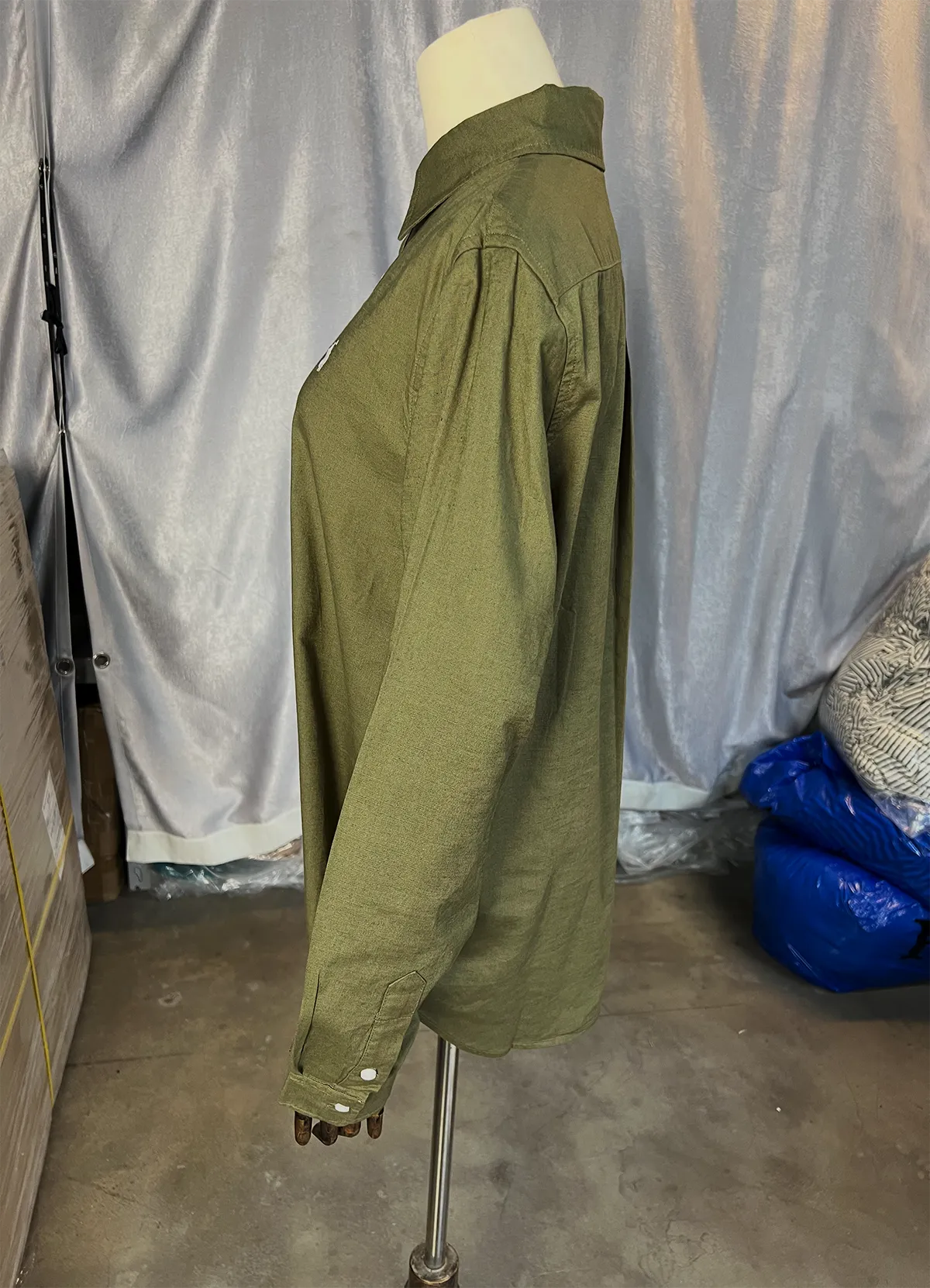 Ralph Lauren Olive Green Classic Fit Linen Shirt - Image 9