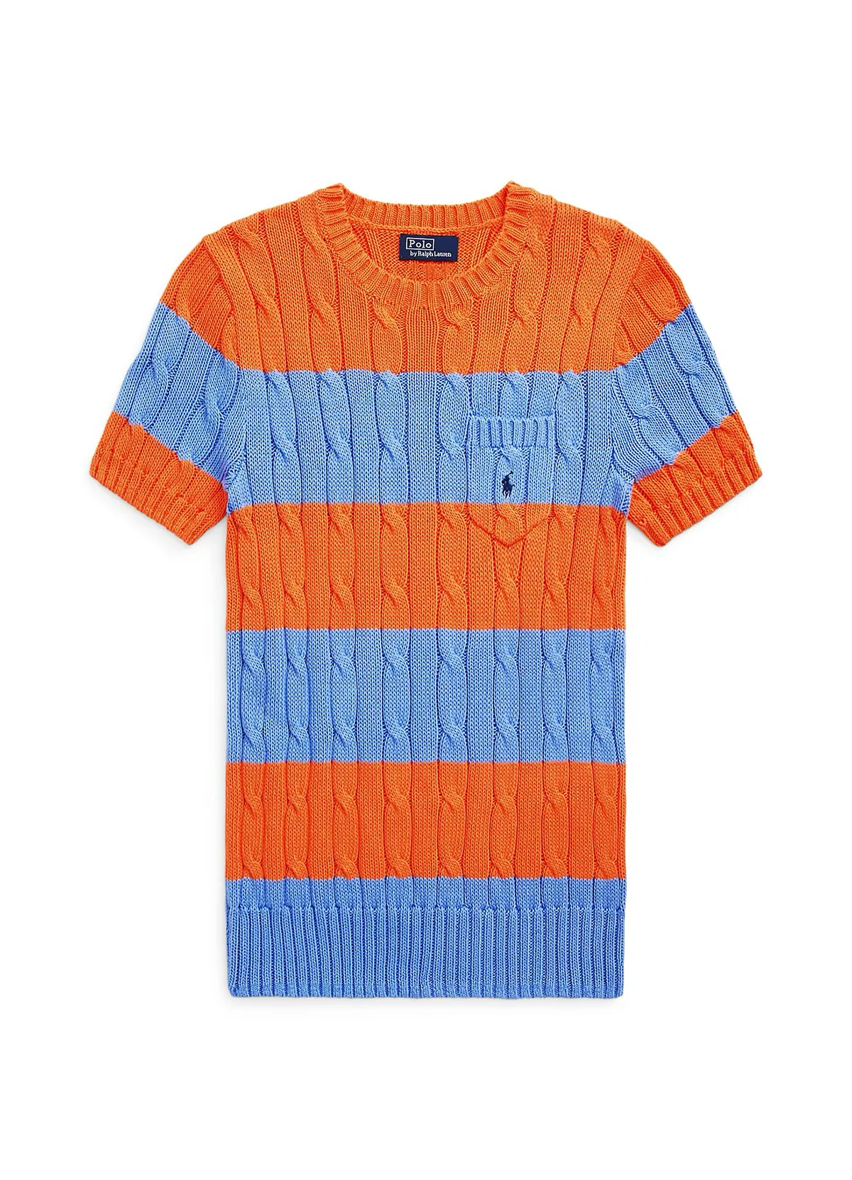 POLO RALPH LAURENSTRIPED CABLE-KNIT SHORT-SLEEVE SWEATER - Image 4