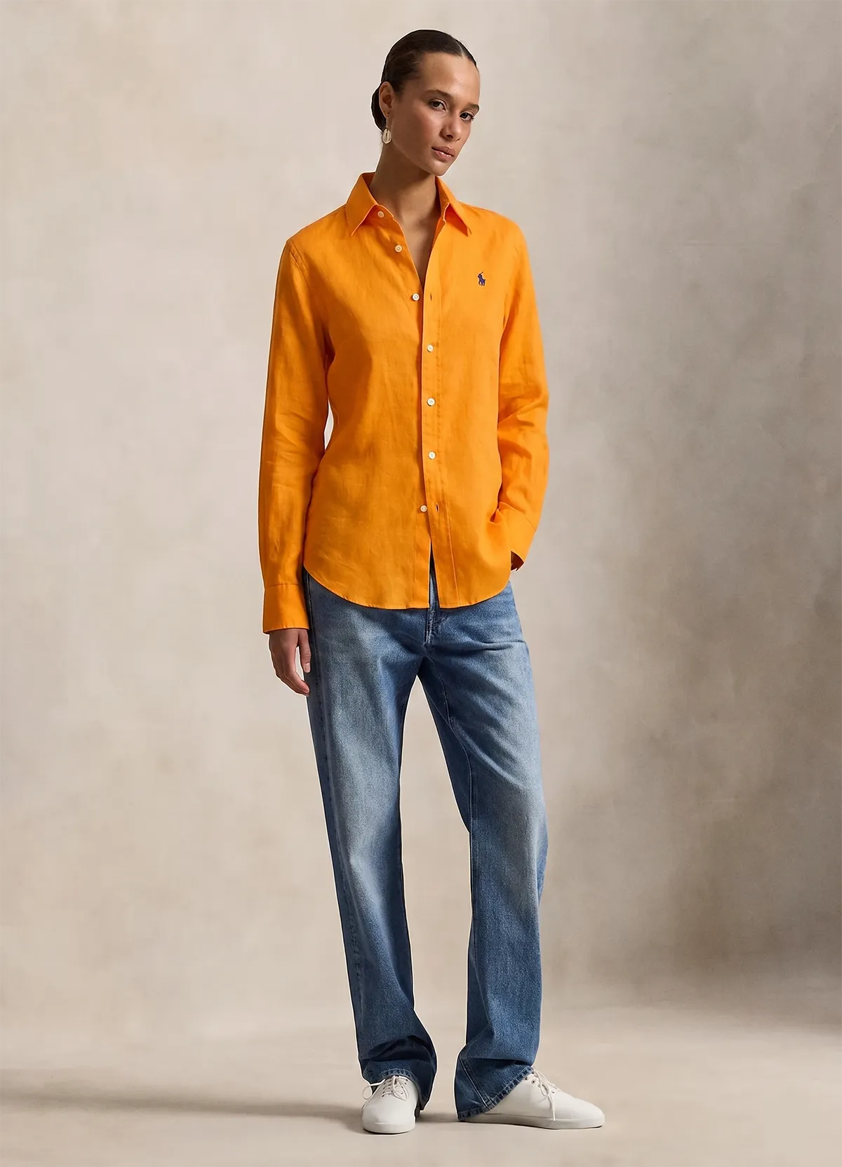 Ralph Lauren Orange Classic Fit Linen Shirt