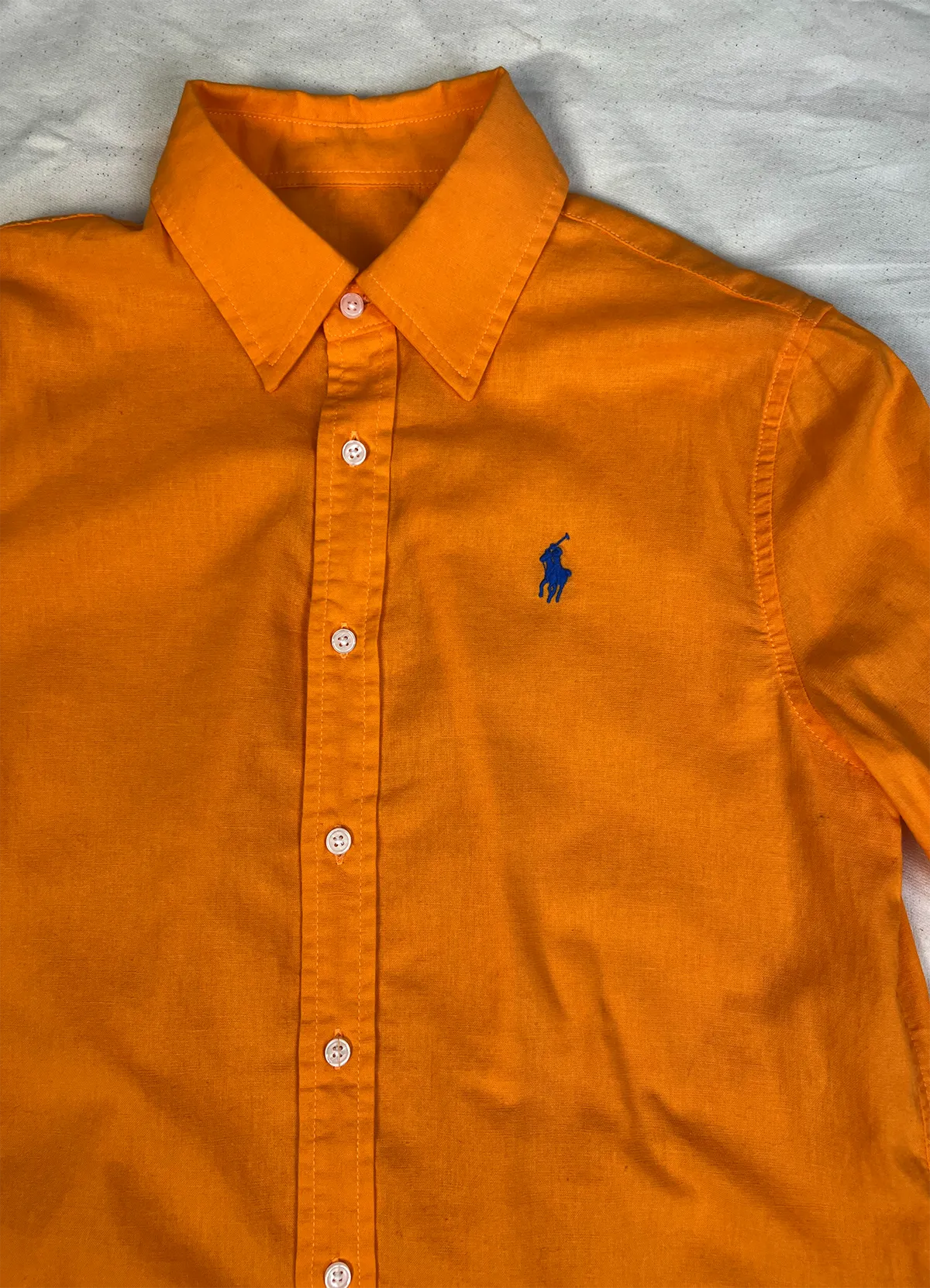 Ralph Lauren Orange Classic Fit Linen Shirt - Image 6